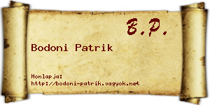 Bodoni Patrik névjegykártya